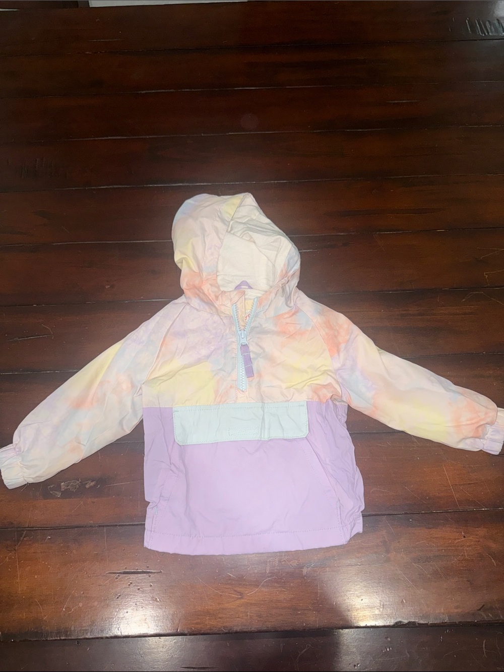 Cat & Jack Pastel Tie-Dye Hooded Windbreaker - Lavender & Multicolor